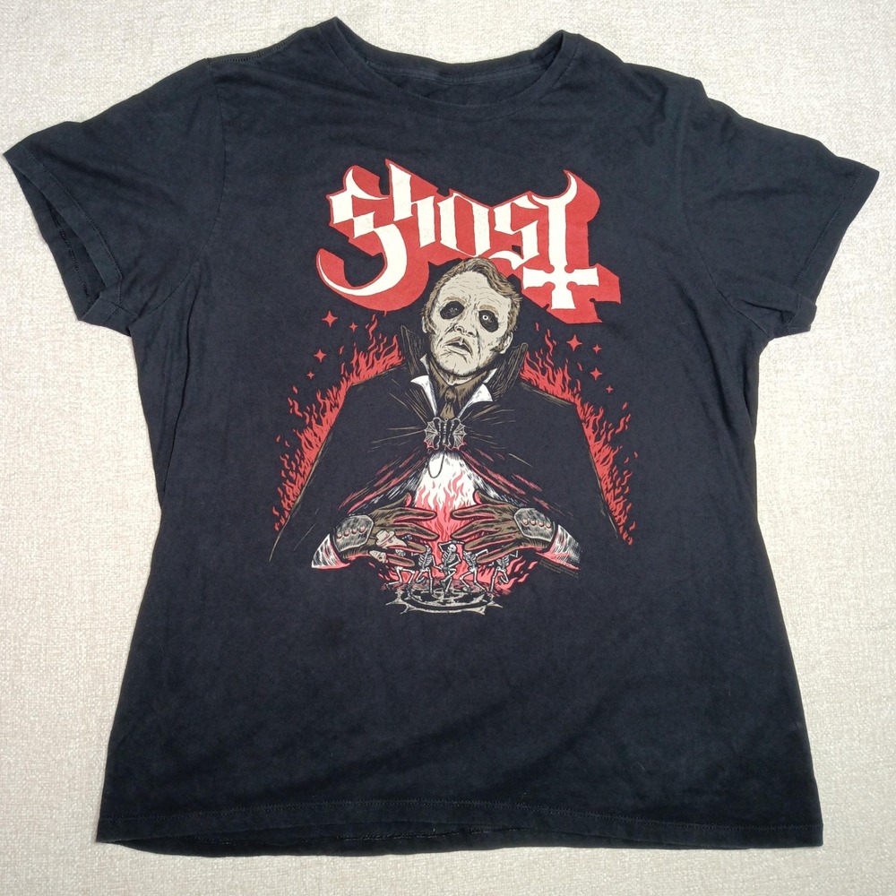 Ghost Band Papa Emeritus Vampire Graphic T-Shirt Black Mens L Skeletons Rock